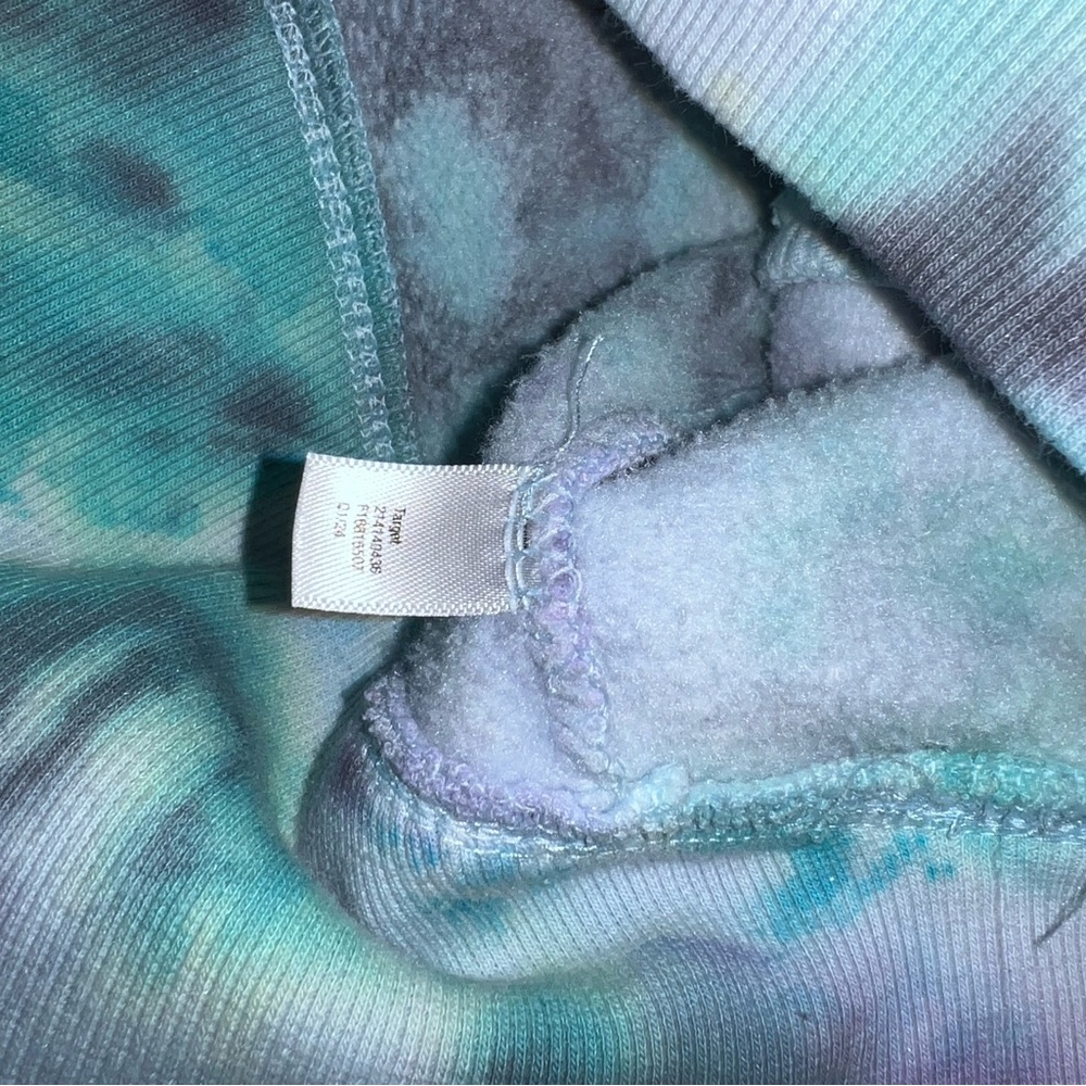 Tie Dye Cropped Pullover Blue Fleece Quarter Zip Activewear Lounge Casual Size S - Picture 7 of 9